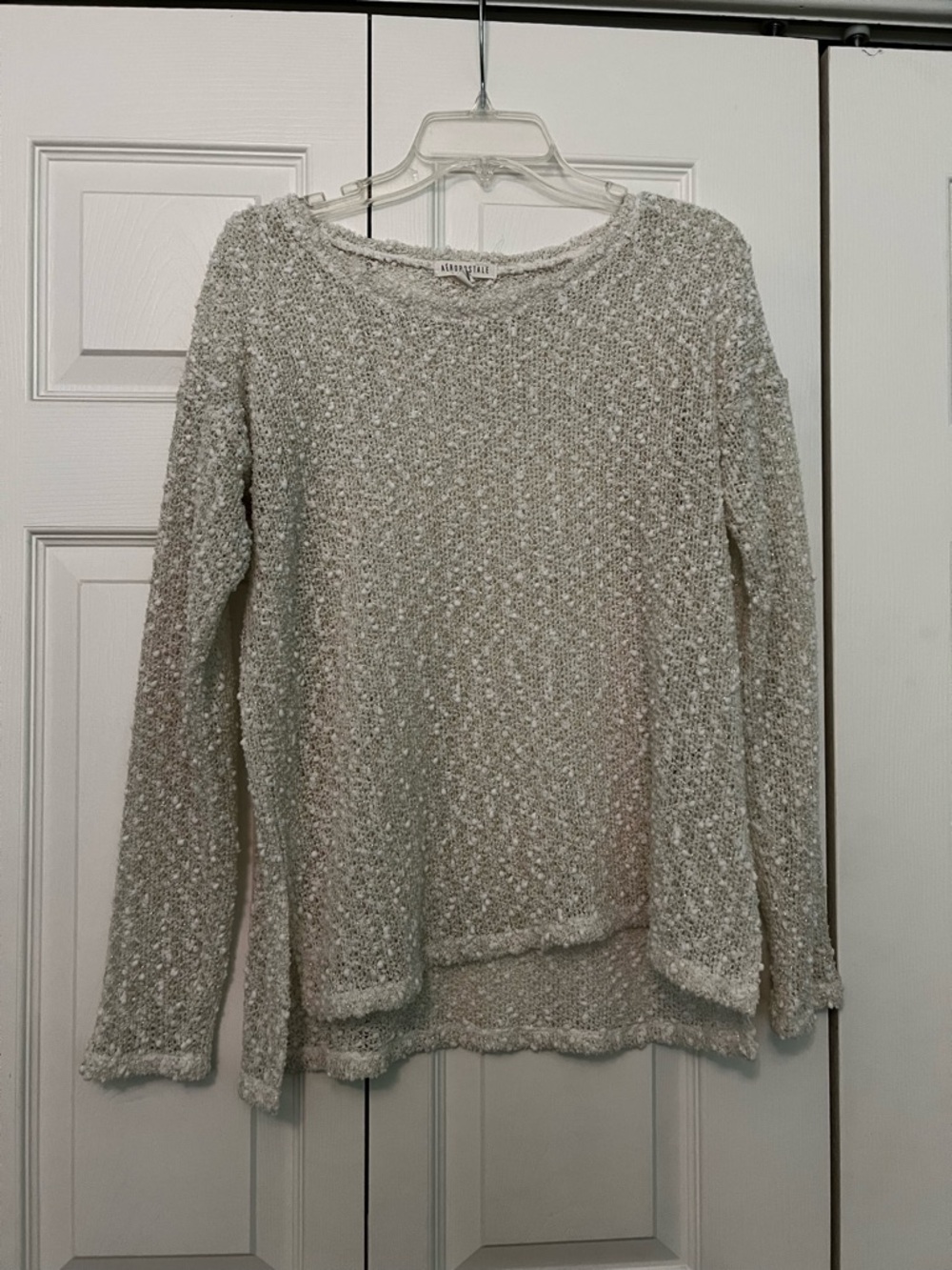 Aeropostale White and Gold Sweater
